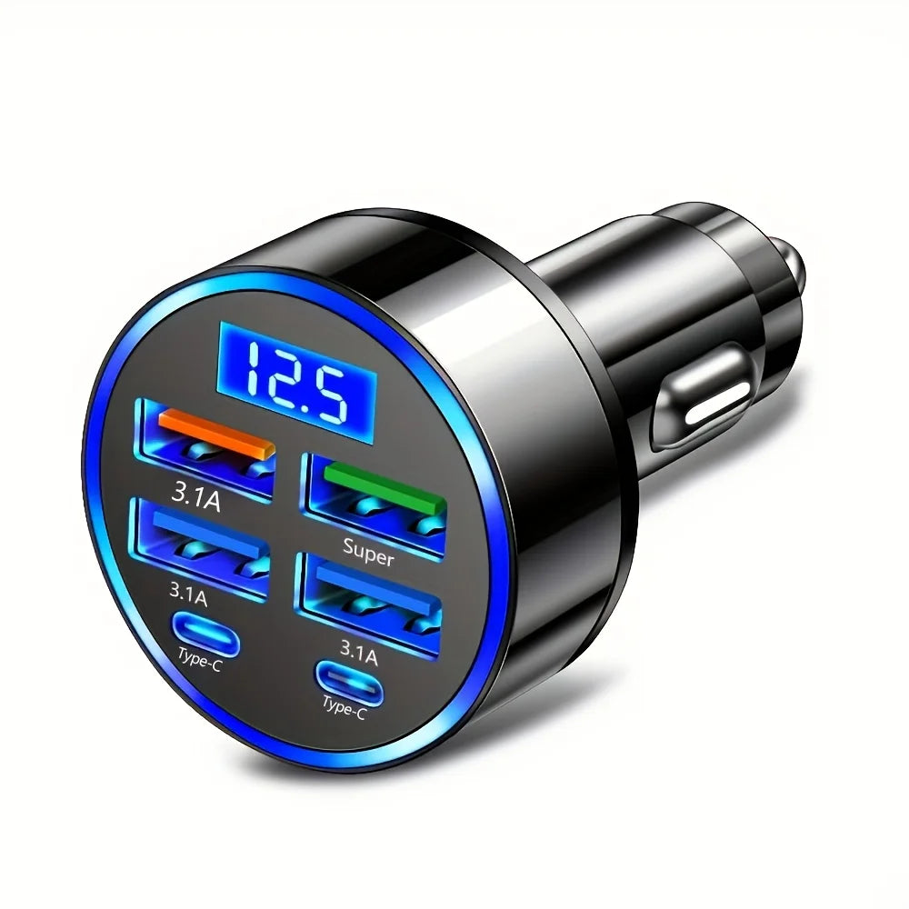 6-Port USB-C & USB Fast Car Charger