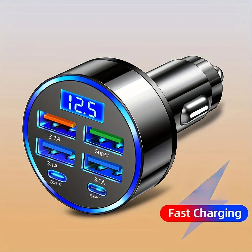 6-Port USB-C & USB Fast Car Charger