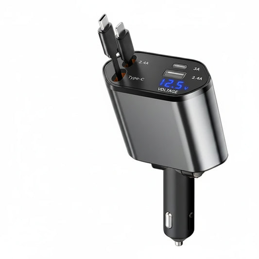 4-in-1 Retractable Car Charger | 120W Fast Charging