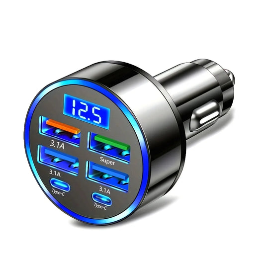 6-Port USB-C & USB Fast Car Charger